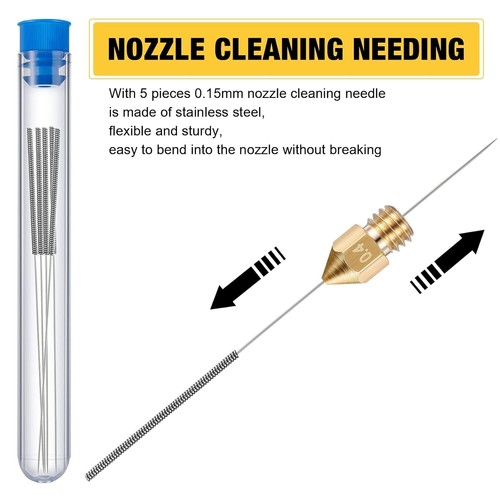 Durable Nozzle Cleaning Kit - 32 MK8 Nozzles & 5 Cleaning Tools for 3D Printers - Picture 6 of 9