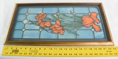 Iris Flower in Stained Glass in Frame Blue & Orange - Picture 9 of 9