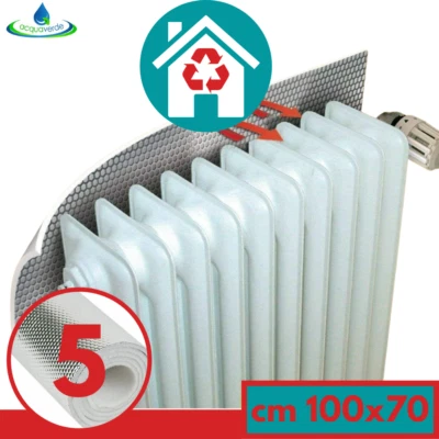 ACQUAVERDE SET 5 PANNELLI TERMORIFLETTENTI PER CALORIFERI TERMOSIFONI cm 100x70 CON NASTRO