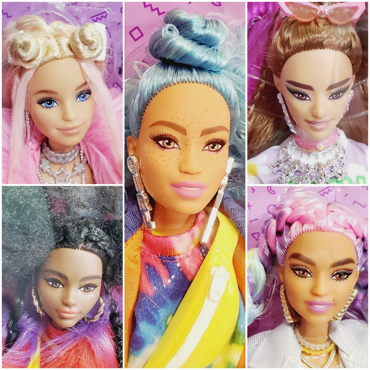 NEW 2021 Barbie Extra 5 Doll 6 Pets & Styling 70 Piece Set Mattel