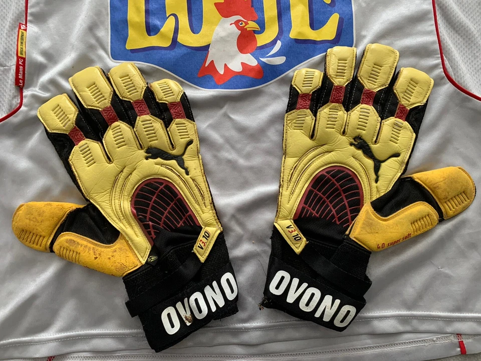 Maillot + gants portés Didier Ovono Ebang Le Mans MUC 72 ligue 2 football 2011 - Photo 3/4