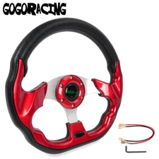 12.5" 320mm Universal Flat Dish Racing Steering Wheel D Shape Horn Button 6 Hole