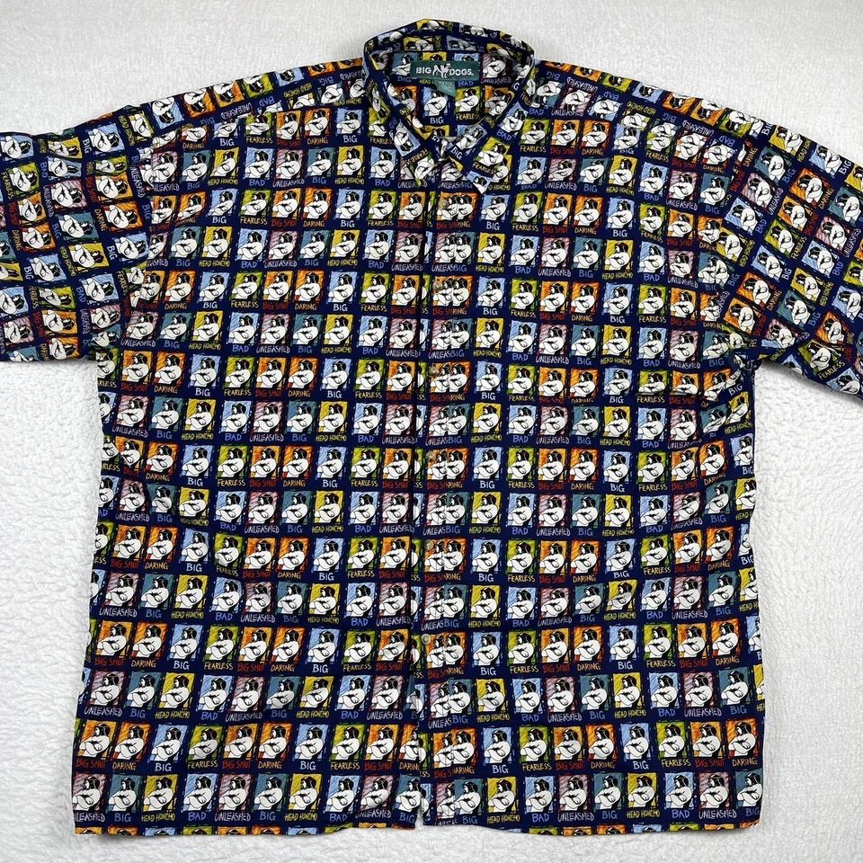 Camisa De Colección Big Dogs Para Hombres 4X Estampado Completo Perro Bad Fearless Años 90 Papá Fiesta Foto 2 de 4