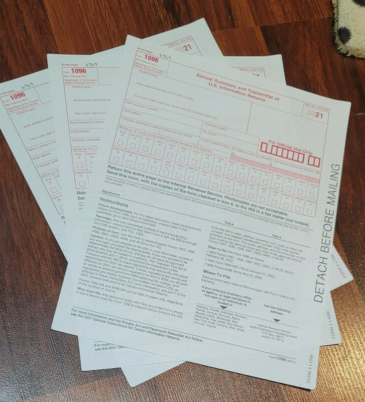 QTY 3 -IRS Compliant 2021 1096 Summary &amp; Transmittal Form for all 1099  versions | eBay