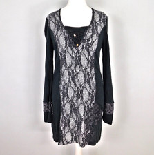 Solo Grey Tunic Dress Size 14 Lace Details Embellishments Lined
