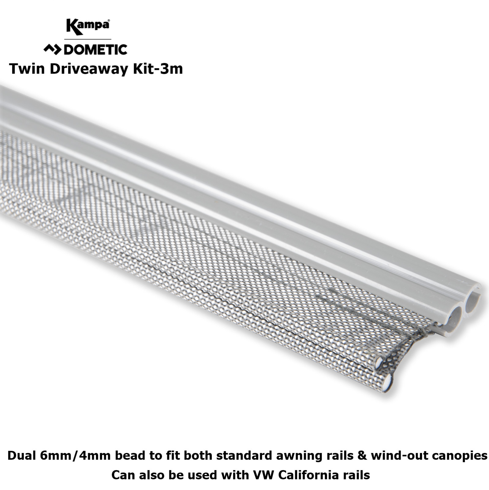Kampa Dometic Twin Driveaway Kit 3m - 6mm/4mm to 6mm to fit most awning channels