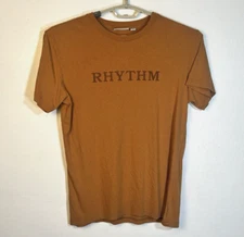 RHYTHM Size Medium Golden Brown Cotton Graphic Logo T Shirt