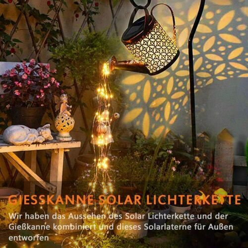 LED SOLAR LEUCHTE GIEßKANNE DEKO-KANNE LED WASSERFALL FÜR GARTEN AUßEN LAMPEN DE - Bild 4 von 13