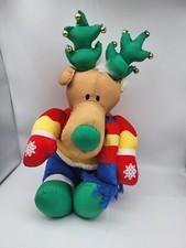 Vintage Big Jingle Bell Reindeer Nylon plush stuffed animal Christmas Plush