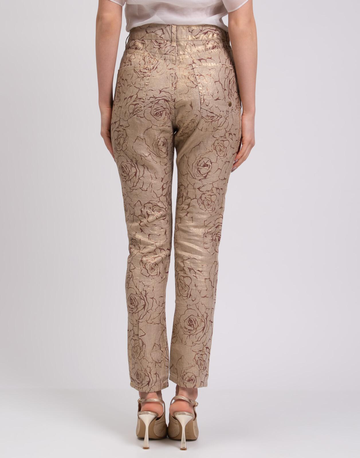 ALTRA RRP €185 MANILA GRACE DENIM Pantaloni Lino W28 Rivestimento Lucido Made in Italy