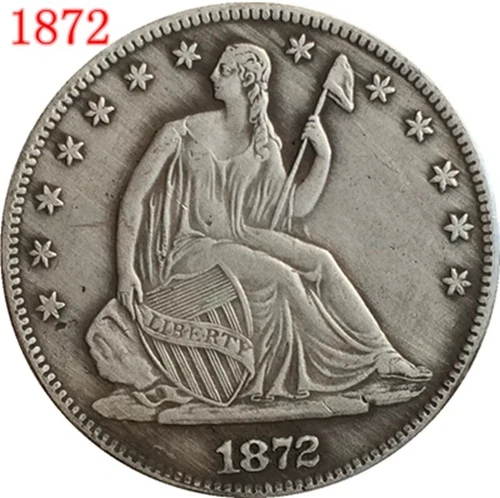 1872 CC Seated Liberty Silver Half Dollar 50C High Grade