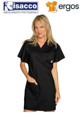 Isacco Kimono Laces Shirt Women Work Uniform Hairdresser Beautician Black