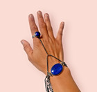 Bracelet Ring Adjustable Sz 9 ring Vintage Sterling Lapis Lazuli Hand Chain