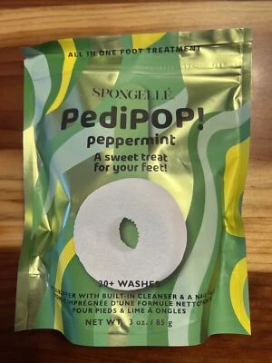 Spongelle Pedipop! PEPPERMINT Pedi-Buffer + Nail File Infused Sponge 3 Oz New!