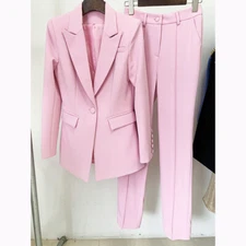 American Style Womens One Button 2pcs Sets Suit Jacket Pencil Pants Slim Fit New