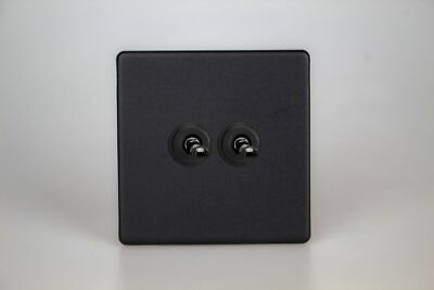 Varilight XDYT71S.MB Urban Screwless Matt Black 2 Gang 10A Toggle 1xInt 1x2W