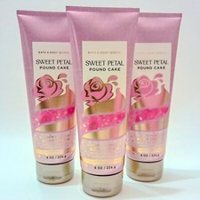 3-Pack Bath  Body Works SWEET PETAL POUND CAKE Ult Hydration Body Cream 8oz NEW