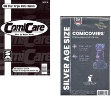 Resealable Silver Comic Bags Polypropylene and Comic Backing Boards 100 ct. each