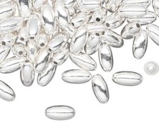 Bead, 100 Silver Plated Brass 4x2mm OVAL Spacer with 0.4-0.8mm Hole