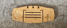 Expandable Bamboo Bathtub Caddy Tray Organizer Adjustable Tablet/Book Holder