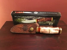 CHIPAWAY CUTLERY BROWN HANDLED BOWIE HUNTING KNIFE 8” LEATHER SHEATH GW-3448 BRB