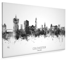 Colchester Skyline, Poster, Canvas or Framed Print, watercolour painting 23231