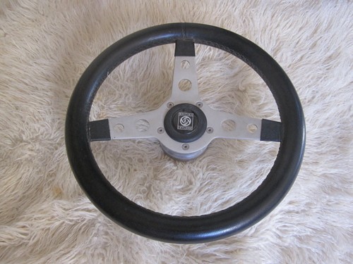 Classic Mini Leder Lenkrad von ? Made in Italy Leyland Emblem Rover