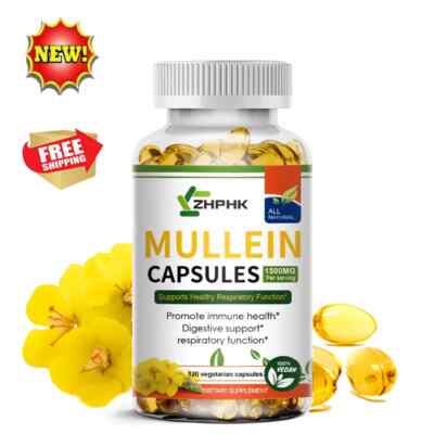 Mullein Capsules for Lungs Mullein Leaf Extract for Lungs 1500mg (120 Softgels)