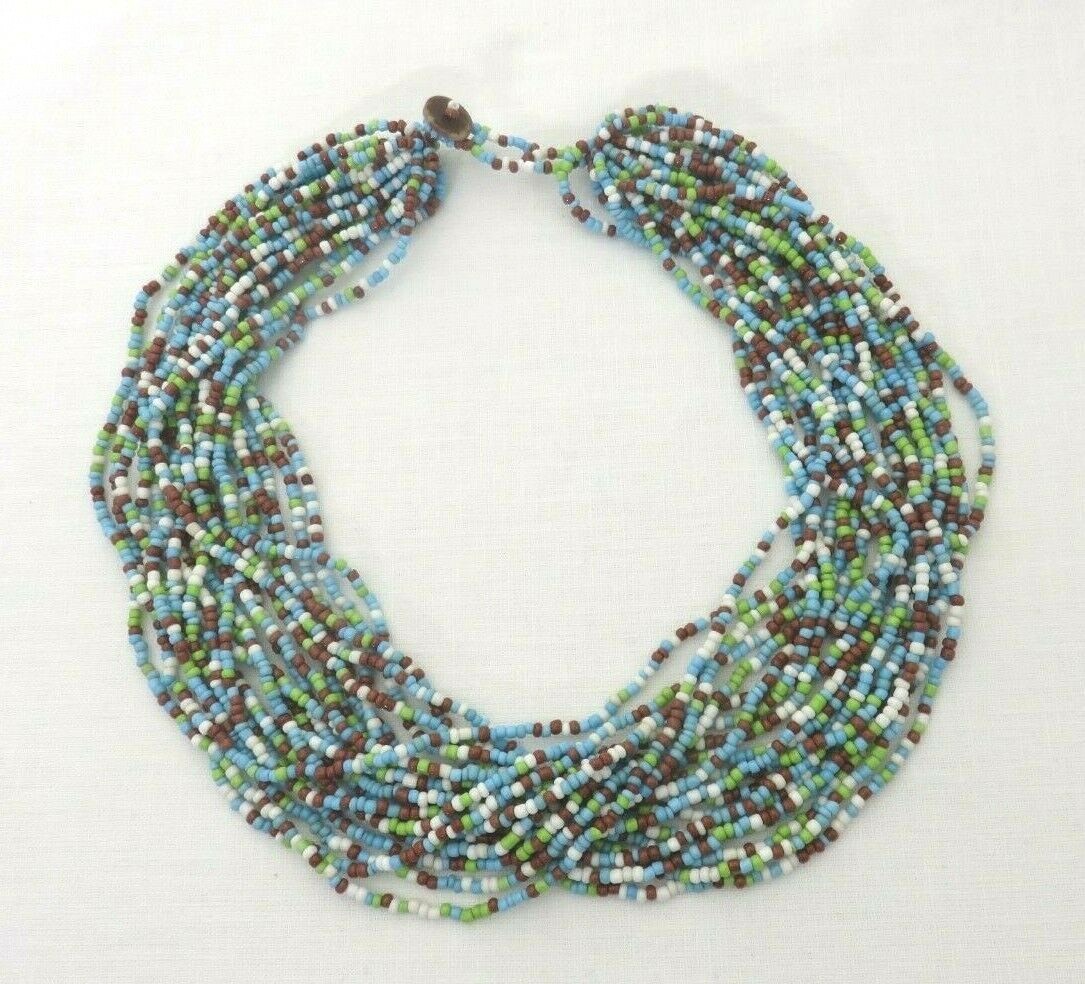 Vintage Multiple Stranded Mini Beaded Necklace Lo… - image 3