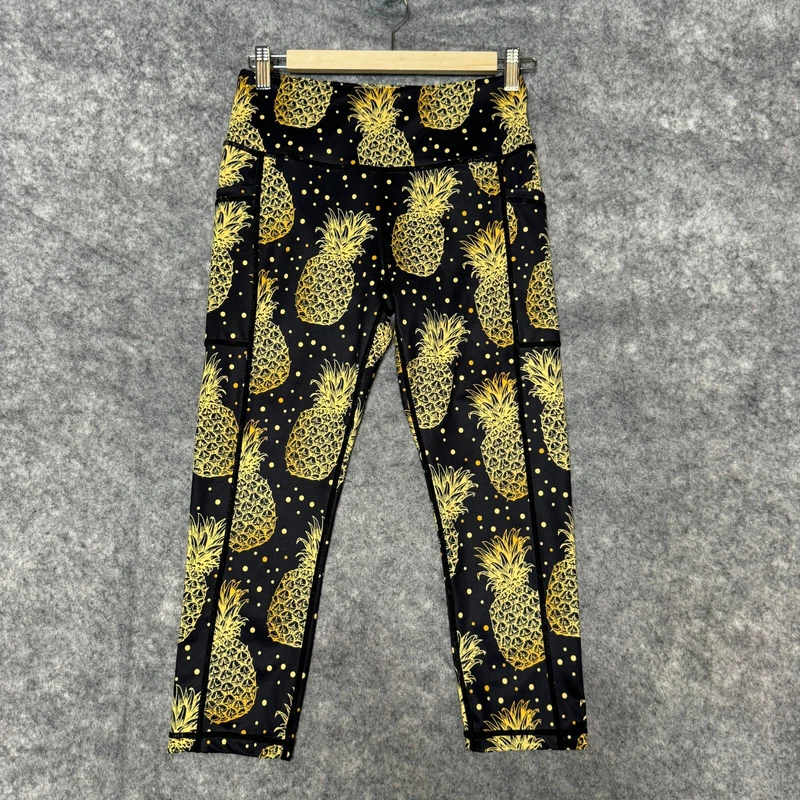 constantly-varied-gear yellow pineapple crop capri leggings