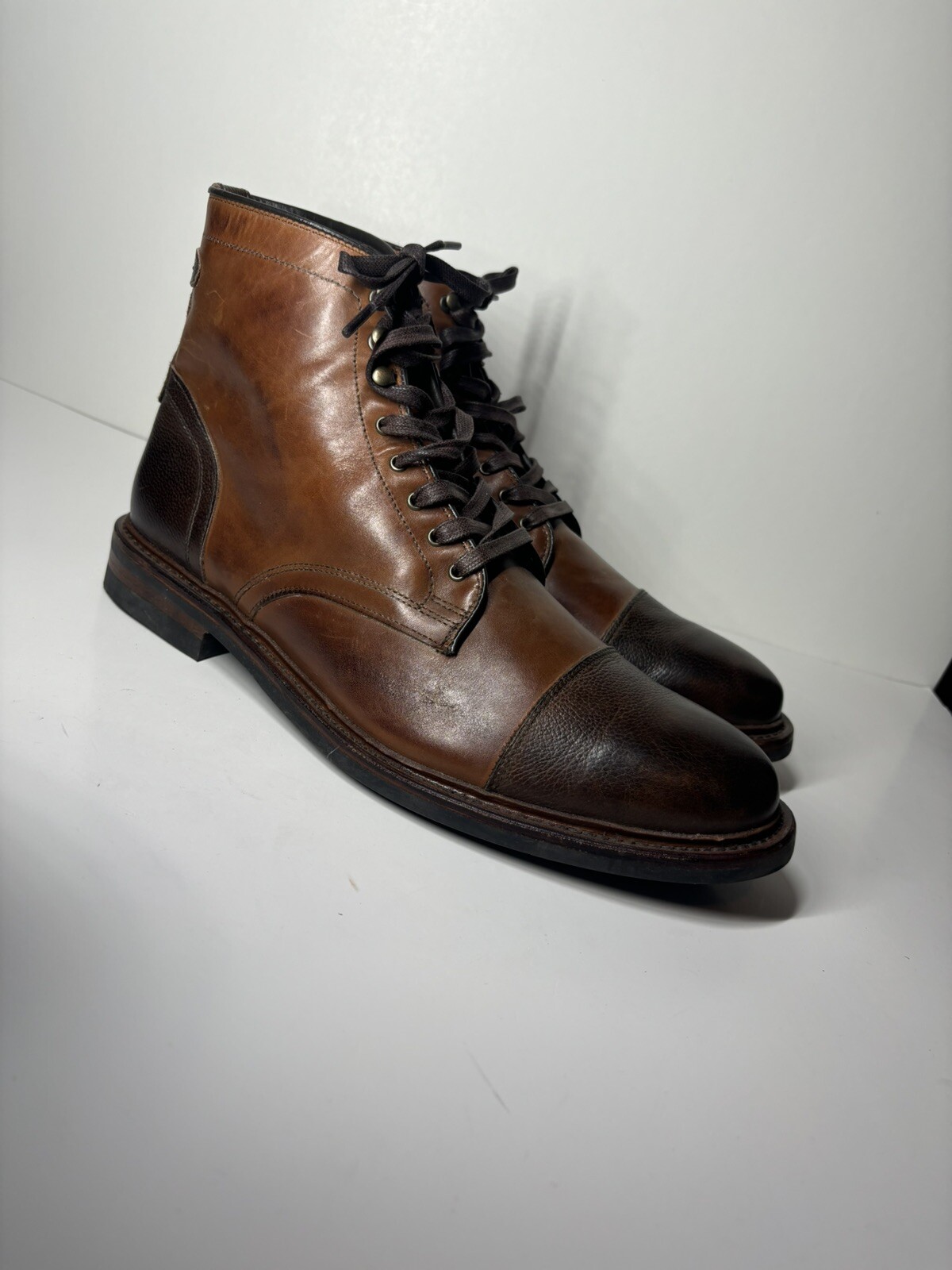 SAOLA Stivali eleganti derby Allen Edmonds Landon uomo 11 5 D marrone bicolore