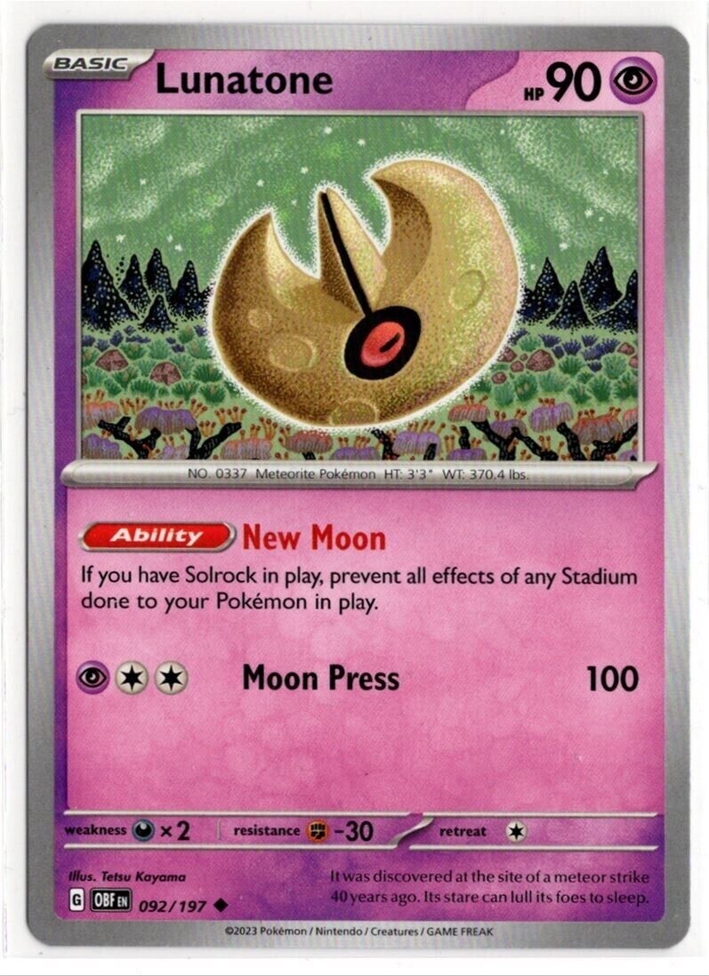 Lunatone 092/197 - Pokemon - Obsidian Flames - NM/M
