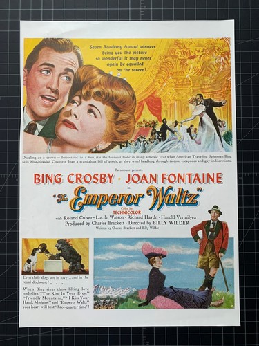 Vintage 1948 “The Emperor Waltz” Film Print Ad - Bing Crosby - Joan Fontaine