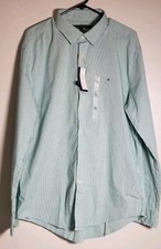 Tommy Hilfiger Shirt Mens XL Green Custom Fit Stretch Long Sleeve Button-Down