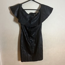 MANGO BLACK FAKE LEATHER MINI DRESS. VGC PRE OWNED SIZE Small