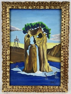 Salvador Dali Oil On Canvas (Handmade) signed and stamped Framed
