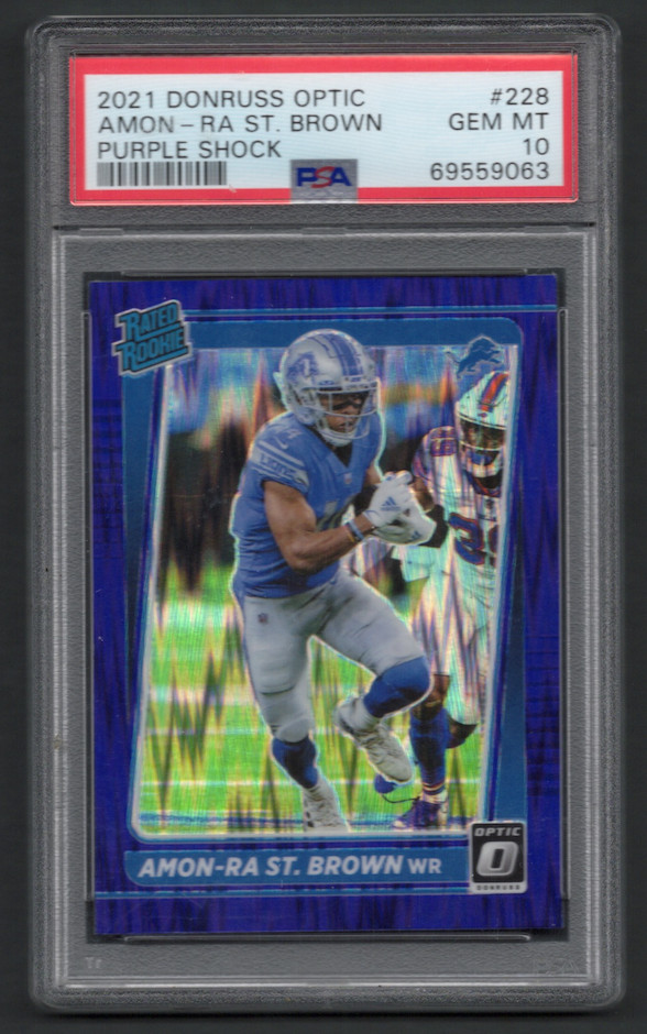 Amon-Ra St. Brown Panini Donruss Optic #228 Purple Shock