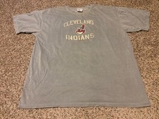 Vintage Y2K Cleveland Indians MLB Chief Wahoo Faded Gray T Shirt Mens XL Genuine