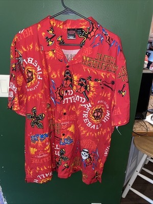 Stranger Things Men's Short Sleeve 3XL Button Down Shirt Hellfire Club NWT