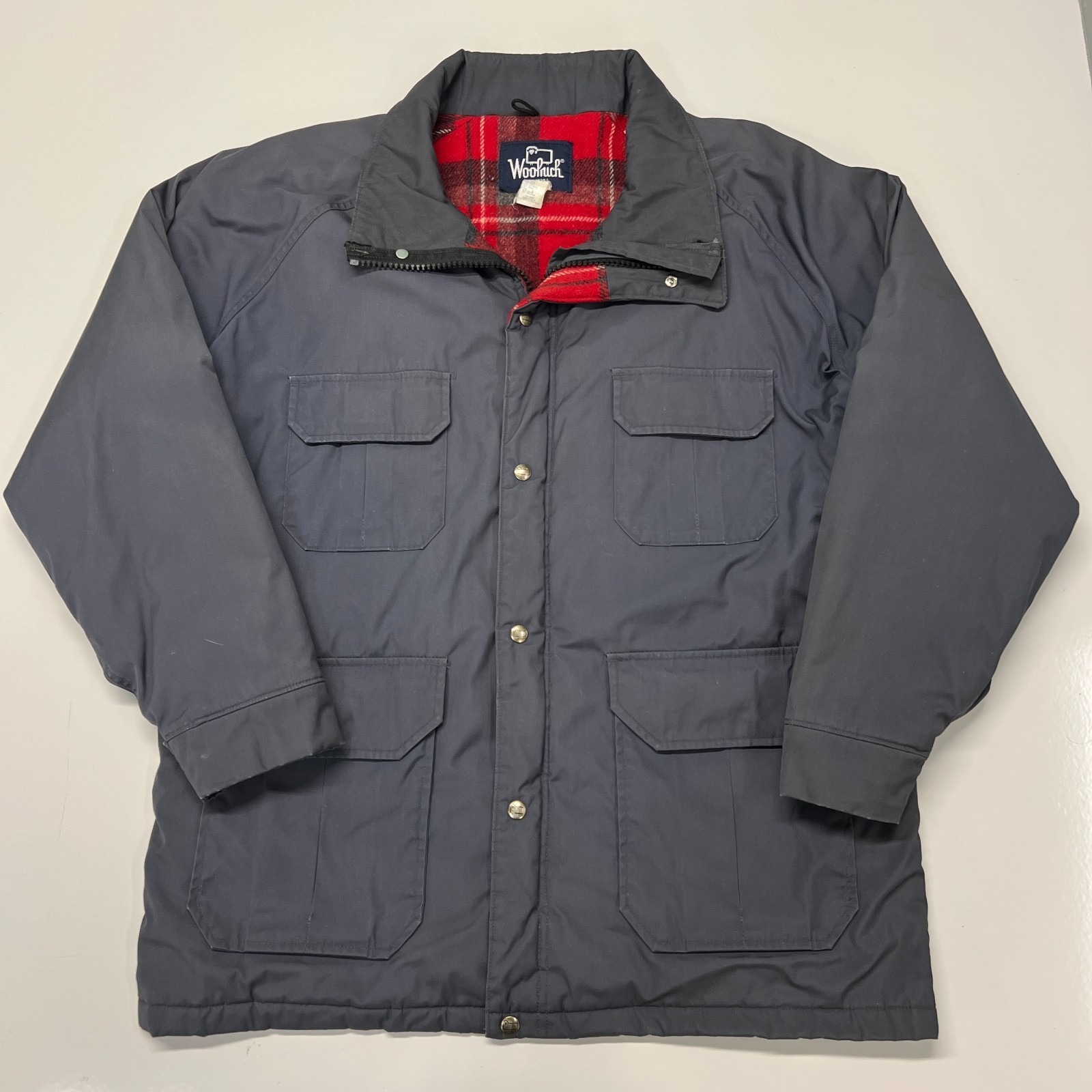 Vintage Woolrich Men’s Red Wool Blanket Lined Field Coat Size L