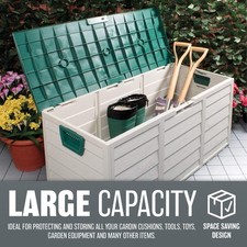 STORAGE SEAT OUTDOOR GARDEN PLASTIC XL  UTILITY CHEST CUSHION SHED BOX TOOLS