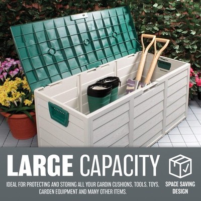 AUFBEWAHRUNGSSITZ OUTDOOR GARTEN KUNSTSTOFF XL ALLZWECKKISTE KISSEN SCHUPPEN BOX WERKZEUGE
