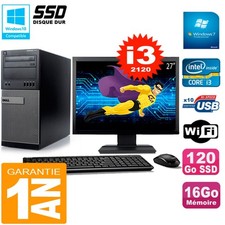 PC Tour DELL 7010 Ecran 27" Core I3-2120 RAM 16Go Disque 120 Go SSD Wifi W7
