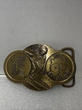 Lake Placid 1980 Winter Olympics Belt Buckle Roni Raccoon Solid Brass