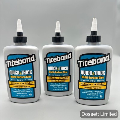 3- Titebond Quick & Thick Multi-Surface Glue 8 fl oz Dries Clear No-Run Made USA