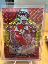 2024 Panini Mosaic Trey Benson Rookie Auto Red Yellow Fusion Prizm #360 color ma
