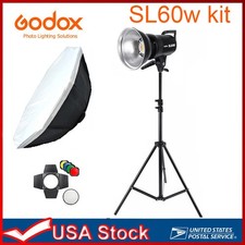Godox SL-60W 60W LED Video Continuous Light Remote 120CM Softbox 2m Stand gels