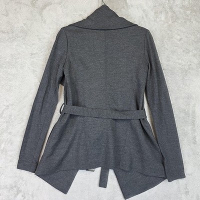 Helmut Lang Jacket Womens XS Gray Wool Belted Waterfall USA Open