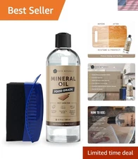 Mineral Oil for Cutting Board 12oz with Wax Applicator. Food Grade & Food Saf...