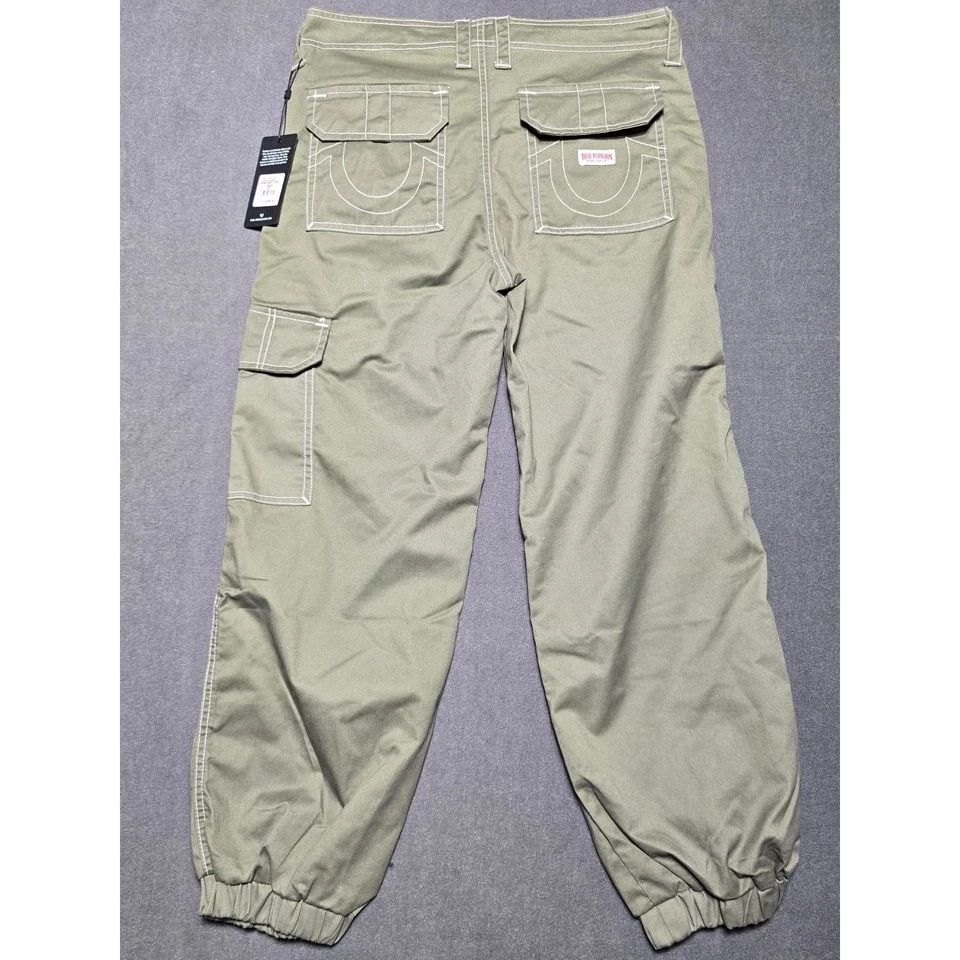 True Religion Bobbi Baggy Cargo Jogger Pants Kalamata Green Size 29 NEW Army - Image 4 of 4